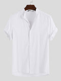 Mens Solid Stand Collar Cotton Casual Shirt SKUB27945