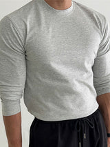 Mens Solid Long Sleeve Casual T-shirt SKUJ94374