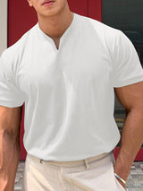 Mens V-Neck Casual Short Sleeve T-Shirt SKUI84263