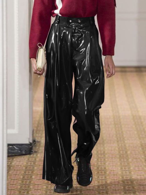 Mens Patent Leather High Waist Pants SKUI77329