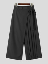 Mens Irregular Lace-up Pleated Wide-leg Pants SKUI70911