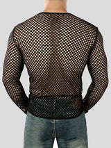 Mens Sexy Mesh Long Sleeve T-Shirts SKUI21473