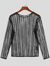 Mens See Through Mesh Long Sleeve T-Shirt SKUI98404