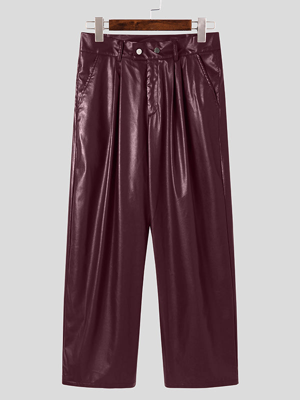 Mens Patent Leather High Waist Pants SKUI77329