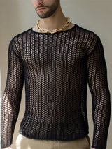 Mens See Through Mesh Long Sleeve T-Shirt SKUI98404