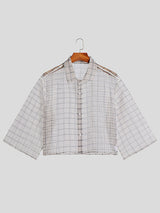 Mens Plaid Sheer Mesh See Through Shirt SKUJ34327