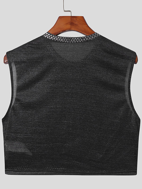 Mens Bright Silver Back Mesh Crop Top SKUI98342