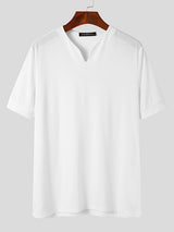 Mens V-Neck Casual Short Sleeve T-Shirt SKUI84263