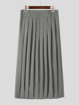 Mens Solid Pleated Loose Skirt SKUJ95033