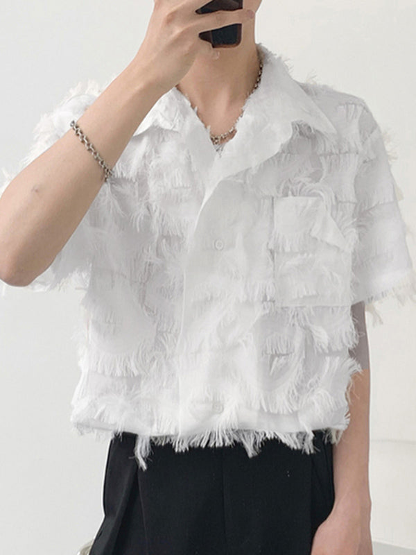 Mens Embellished Fringe Eyelashes Casual Shirt SKUJ37760