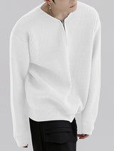 Mens Solid Zip Front Long Sleeve Sweater SKUJ92730