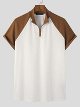 Mens Zip Raglan Sleeve Patchwork Golf Shirt SKUK04437