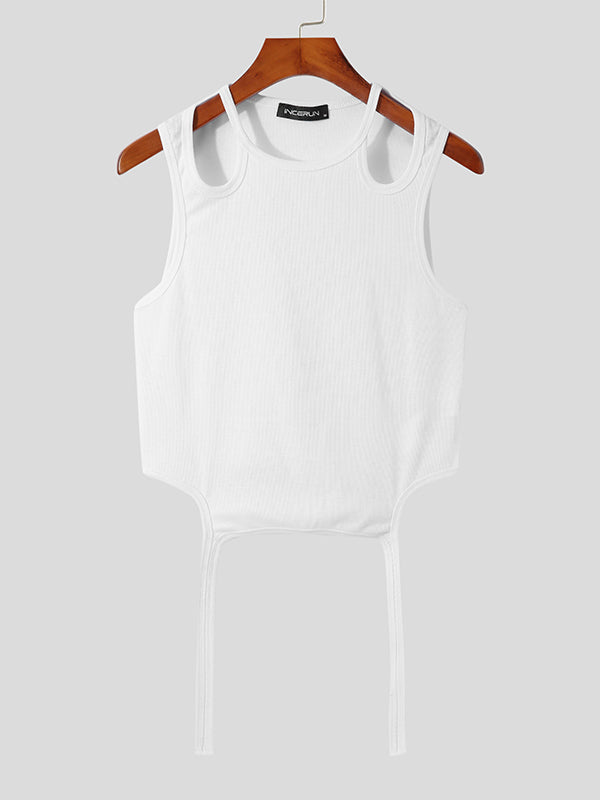 Mens Sexy Cutout Shoulder Crop Tops Vest SKUI71626