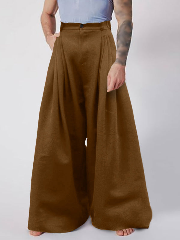 Mens Pleated High Waisted Wide-leg Pants SKUI71146