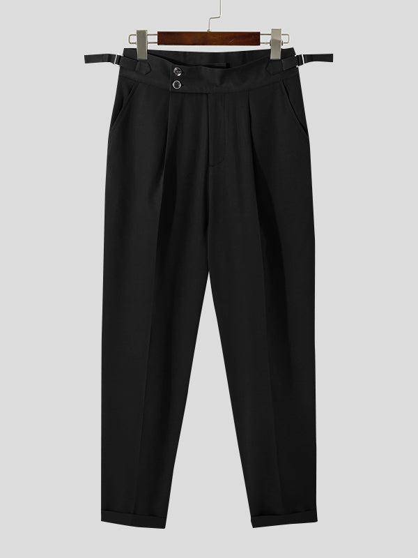 Mens High Waist Double Button Closure Pants SKUJ40331