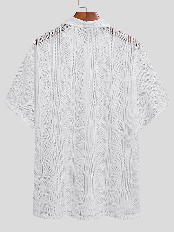 Men's Sexy Hollow Lace Loose Shirts SKUH98947