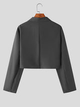 Mens Solid Long Sleeve Crop Blazer SKUJ54093