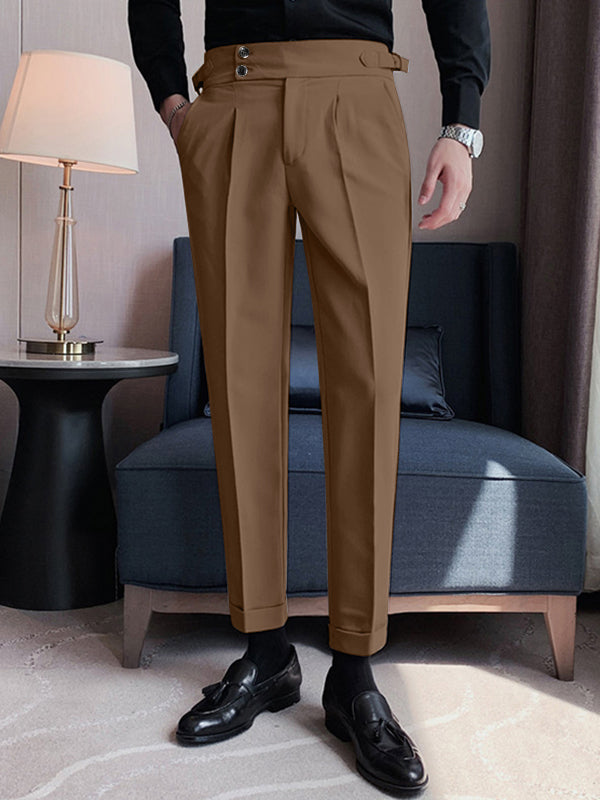 Mens High Waist Double Button Closure Pants SKUJ40331