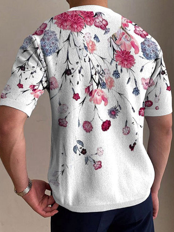 Mens Floral Print Crew Neck T-Shirt SKUK03536