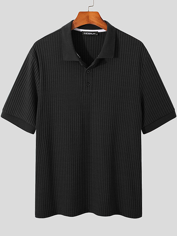 Mens Knitted Rib Pullover Golf Polo Shirt SKUJ37706