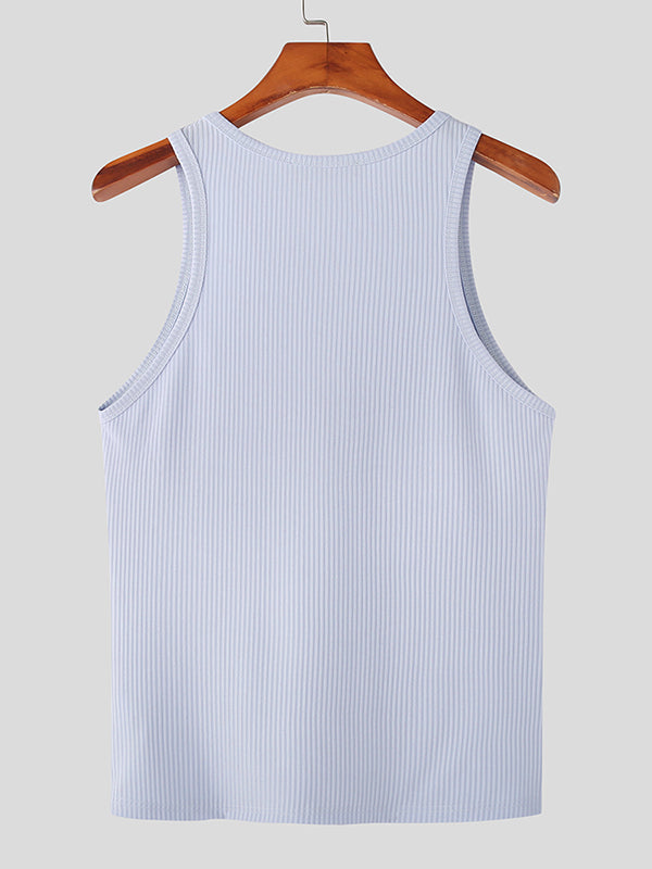 Mens Solid Ribbed Knit Sleeveless Tank SKUK02702