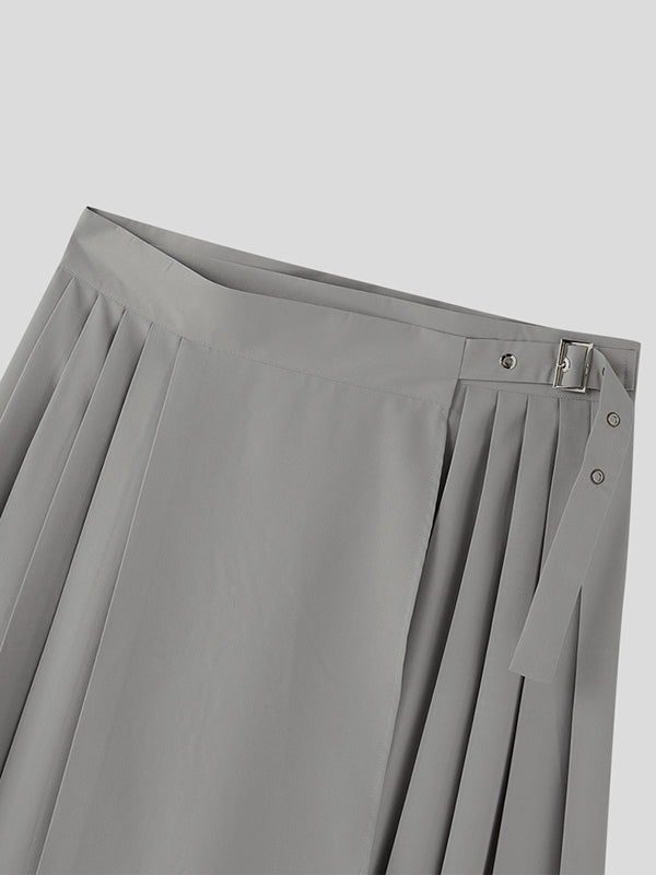 Mens Solid Pleated Horse-face Skirt SKUJ94182