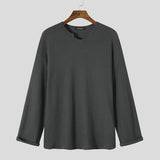 Mens Casual V-neck Pullover Long-sleeved T-Shirts SKUH76207