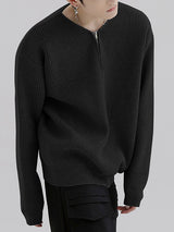 Mens Solid Zip Front Long Sleeve Sweater SKUJ92730