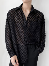 Mens Knitted Jacquard Hollow Long Sleeve Shirts SKUI90754