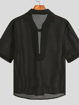 Mens Textured Slightly See Through Polo Shirt SKUJ49284