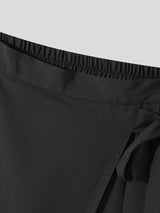 Pantalon large plissé à lacets irréguliers pour homme SKUI70911