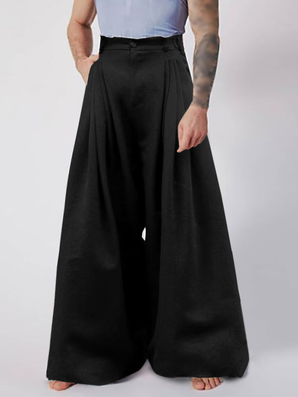 Pantalon large taille haute plissé pour homme SKUI71146