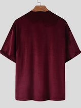 Mens Velvet Round Neck Half Sleeve T-shirt SKUI80893