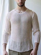 Mens See Through Mesh Long Sleeve T-Shirt SKUI98404