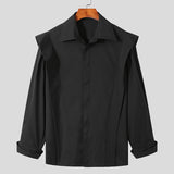 Mens Shoulder Ruffled Concealed Placket Casual Shirts SKUI73783