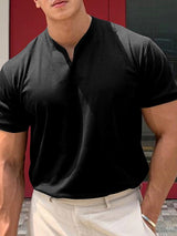 Mens V-Neck Casual Short Sleeve T-Shirt SKUI84263