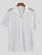 Men's Sexy Hollow Lace Loose Shirts SKUH98947