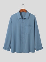 Mens Solid Long Sleeve Shirt with Pocket SKUJ36463