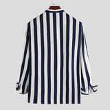 Men's Stand Collar V-neck Striped Shirts SKUD81319