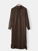 Mens Retro Solid Color Long-sleeved Robe SKUA63334