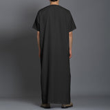 Robe longue brodée à manches courtes pour hommes SKUF08605