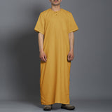 Men's Embroidery Short Sleeve Long Robe SKUF08605