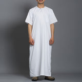 Robe longue brodée à manches courtes pour hommes SKUF08605