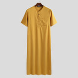 Robe longue brodée à manches courtes pour hommes SKUF08605