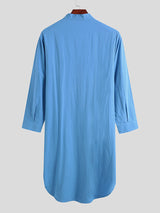 Mens Soft Casual Solid Color Long Sleeve Robe SKUF36831