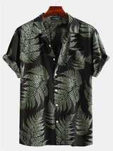 Men's Leaf Print Short Sleeve Shirts SKUF06169