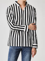 Men's Stand Collar V-neck Striped Shirts SKUD81319