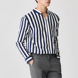 Men's Stand Collar V-neck Striped Shirts SKUD81319