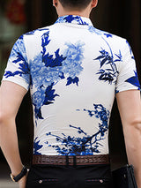 Mens Chinese Style Porcelain Floral Printed Casual Shirt SKUB34784