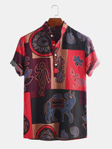 Mens Vintage Print Short Sleeve Shirts SKUB81523